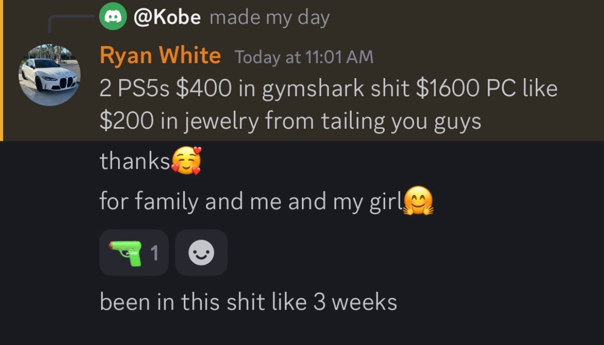 Member-shared message about personal earnings